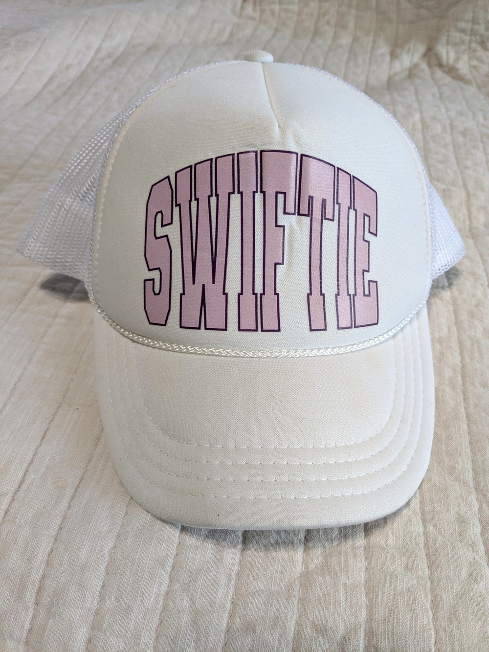 Taylor Swift OTTO White Trucker Hat with Pink Logo